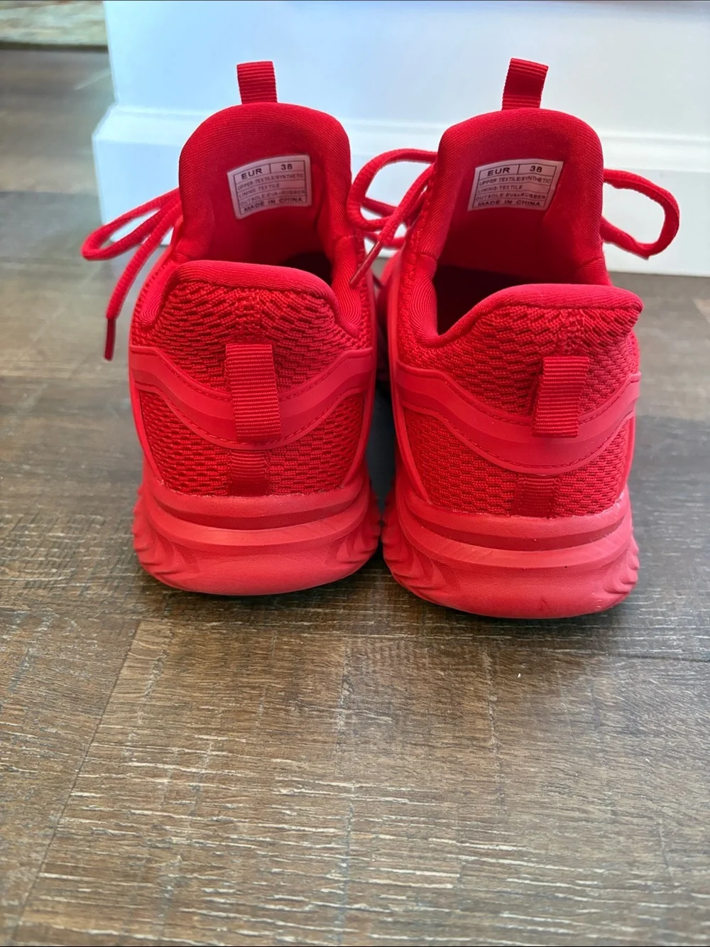 Ladies Red Athletic Sneakers - Comfortable Everyday Sport Shoes